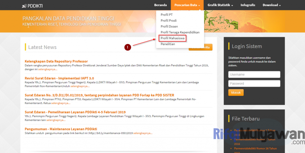 Mulai Dengan Mengklik Tab Sub Menu Profil Mahasiswa