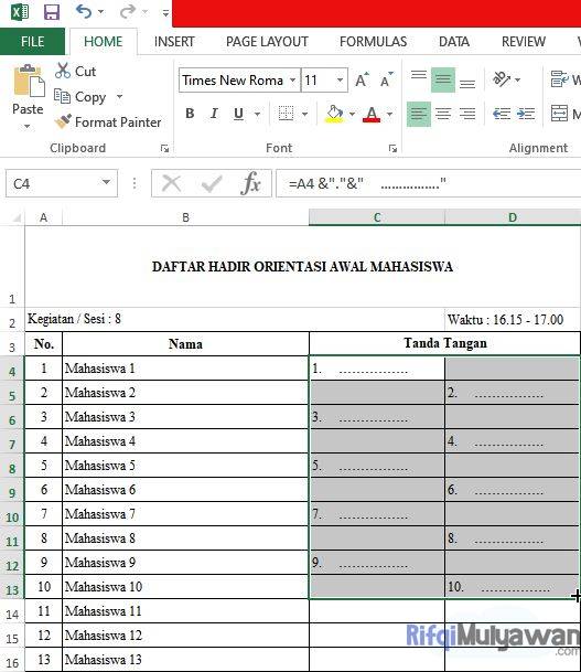 Berikan Juga Pada Baris Bawah Daftar Hadir Atau Absensi Tanda Tangan Lalu Tarik