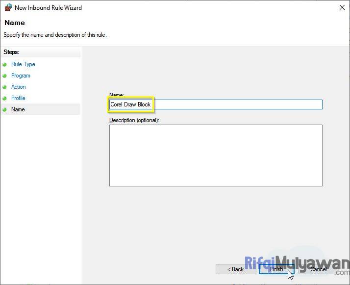 Berikan Nama Rule Baru Anda Misalnya Dengan Corel Draw Block