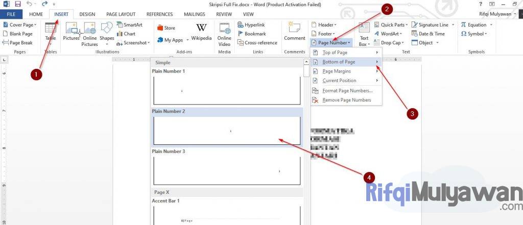 Buka Kembali Insert Page Number Dan Pilih Penomoran Halaman Yang Anda Inginkan