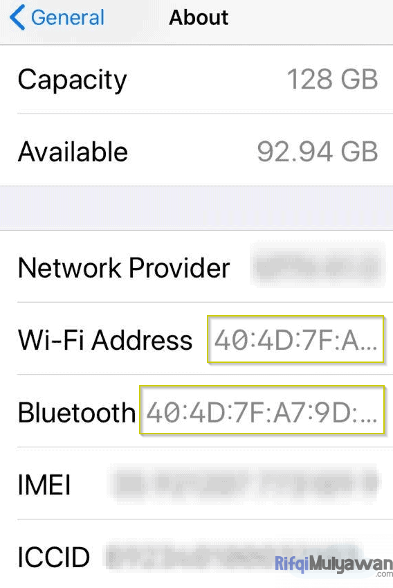 Cara Melihat Alamat Atau MAC Address Di Layar Device Perangkat HP Smartphone IPhone Apple