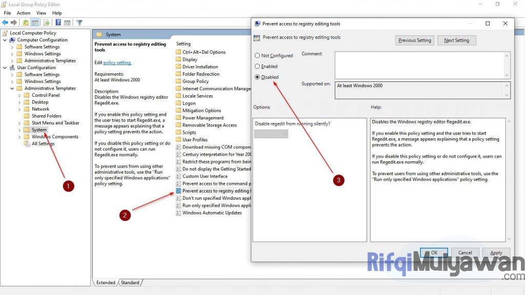 Gambar Cara Menonaktifkan Dan Disable Akses Ke Windows Registry Pada Sistem Operasi Windows