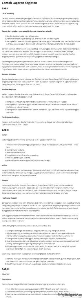 Gambar Contoh Laporan Kegiatan 2 Dua