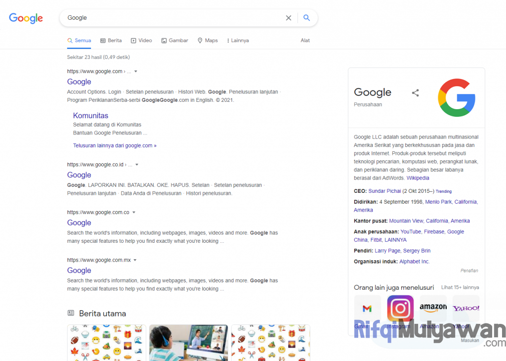 Gambar Dari Tampilan Google Knowledge Panel Dan Graph Untuk Query Atau Kueri Penelusuran Atau Pencarian Di Mesin Pencari Dalam Membahas Pengertian Dan Cara Membuatnya