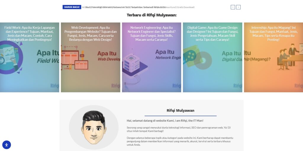 Gambar Halaman Depan Website Kami Yang Dikonfigurasi Menjadi Laman Statis Atau Static