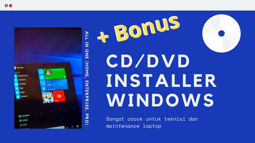 Jual CD/DVD Windows 10, 8.1, 8 dan 7 All In One Installer + Bonus!