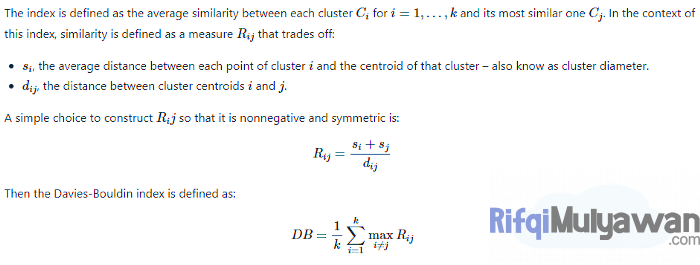 Gambar Rumus Atau Formula Dan Keterangan Davies Bouldin Index