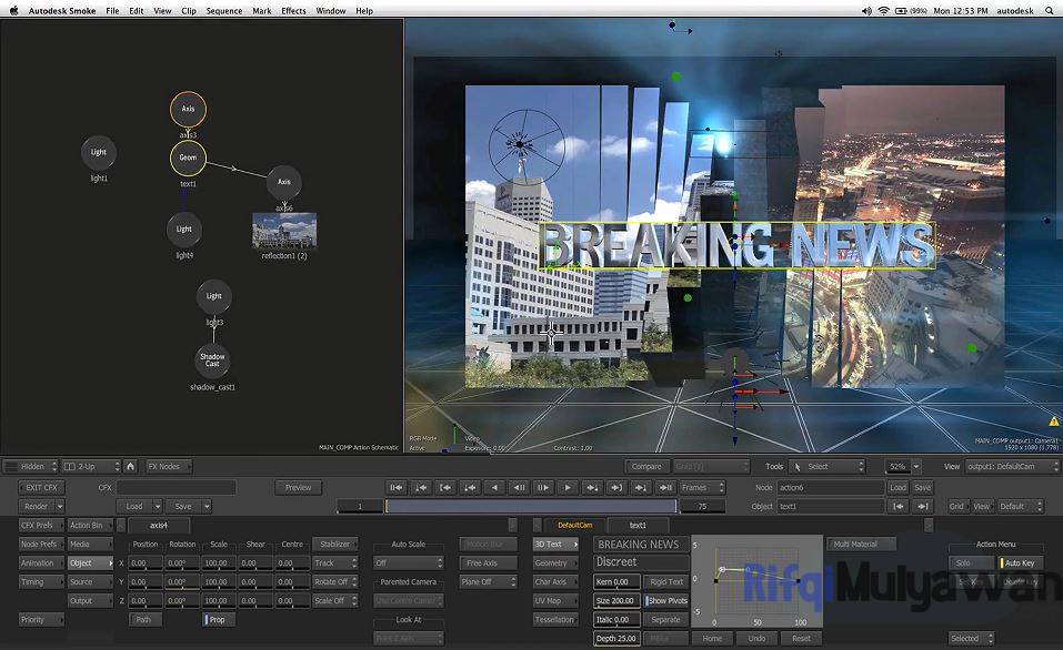 Gambar Screenshoot Aplikasi Autodesk Smoke Untuk Alternatif Adobe After Effects