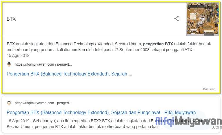 Gambar Screenshoot Bagaimana Google Menampilkan Answer Box Atau Kotak Jawaban Mereka Dalam Faktor-Faktor Penting SEO Untuk Peringkat Dan Ranking