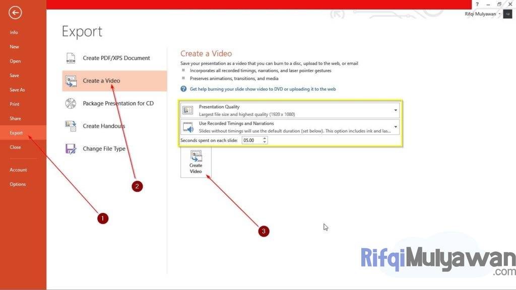 Gambar Screenshoot Cara Menyimpan Dan Mengekspor Slide PPT Powerpoint Menjadi Atau Sebagai Video