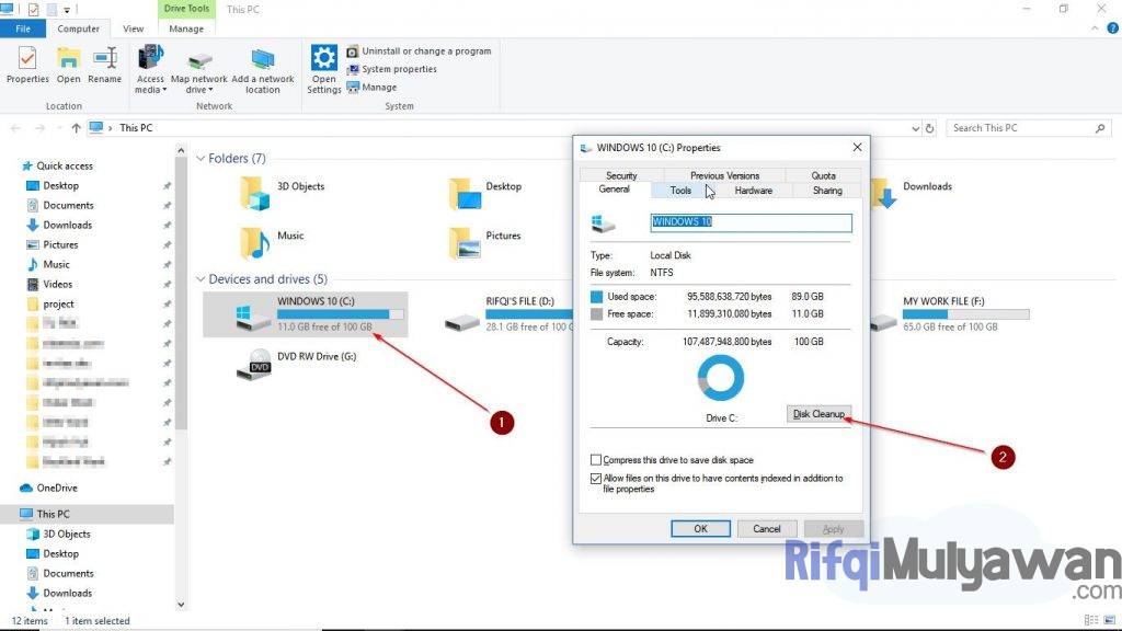 Gambar Screenshoot Melakukan Disk Cleanup