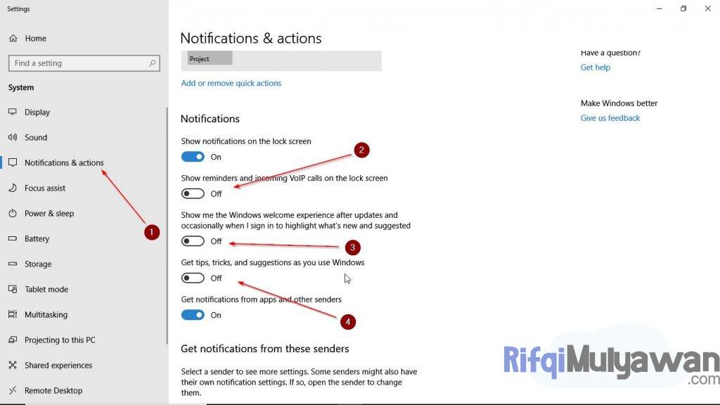 Gambar Screenshoot Mematikan Notifications Dan Actions Windows Untuk Membuat Windows 10 Ringan