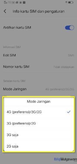 Gambar Screenshoot Mengganti Mode Jaringan Dalam Penyebab Dan Cara Mengatasi Sinyal Ponsel HP Bermasalah Seperti Hilang Silang Sering Hilang Lemah Dan Lemot