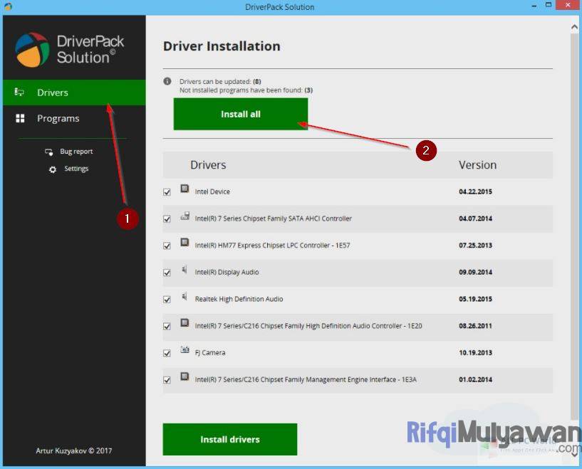 Gambar Screenshoot Menggunakan DriverPack Solution Untuk Mengatasi Masalah Driver Yang Menyebabkan Komputer PC Laptop Tiba Tiba Mati Sendiri