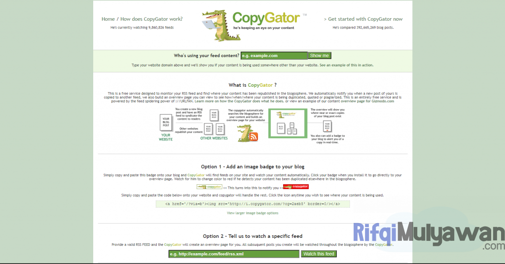 Gambar Screenshoot Situs Web CopyGator