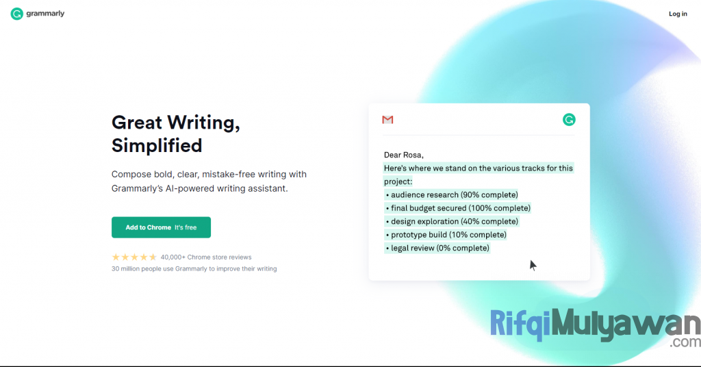 Gambar Screenshoot Situs Website Grammarly