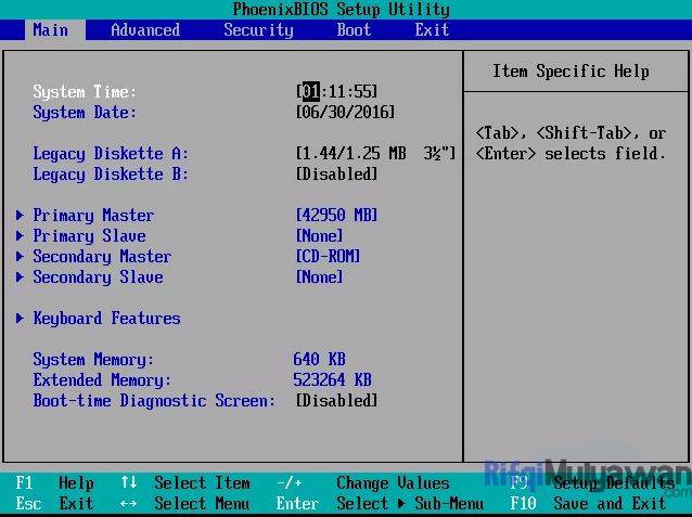 Gambar Screenshoot Tampilan Awal Menu BIOS Dalam Cara Mengatasi Operationg System Not Found dan Missing Operating System pada Windows 10 8.1 8 Dan 7