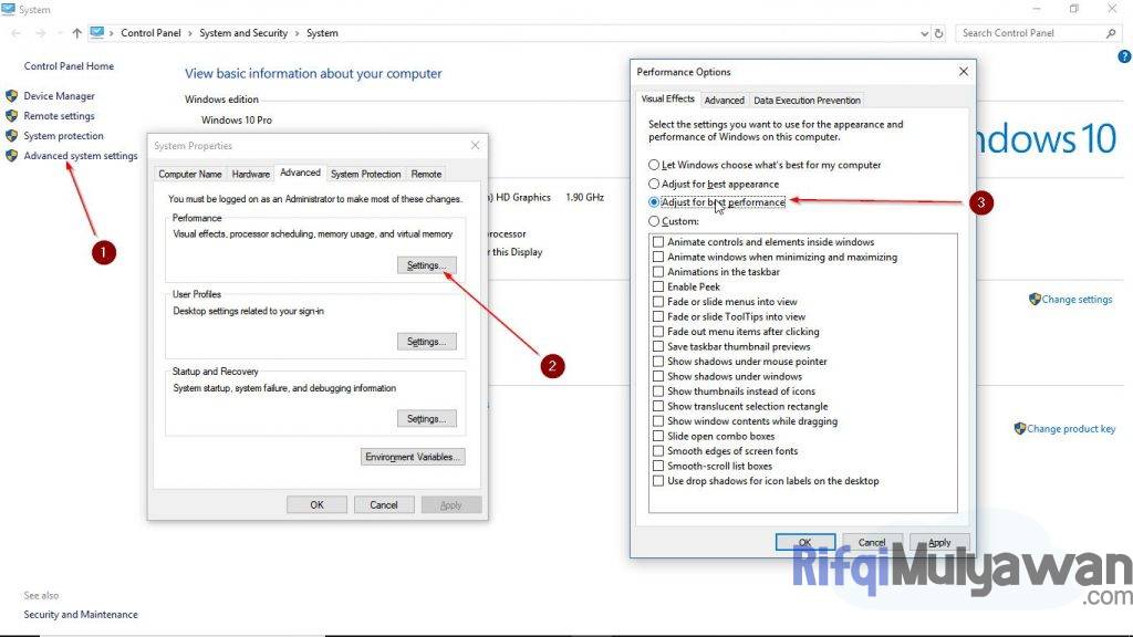 Gambar Screenshoot Turn Off Dan Mematikan Windows Shadows Dan Animations Untuk Membuat Windows 10 Menjadi Lebih Ringan Dan Tidak Lemot
