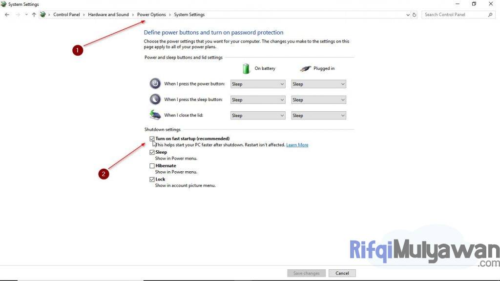 Gambar Screenshoot Turn On Dan Nyalakan Windows Fast Startup