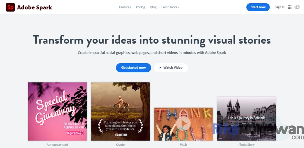 Gambar Screenshoot Website Atau Tampilan Aplikasi Web Adobe Spark