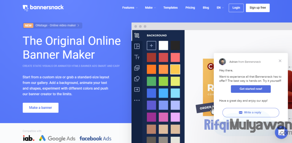 Gambar Screenshoot Website Atau Tampilan Aplikasi Web Bannersnack Sebagai Alternatif Canva Untuk Desain Banner HTML5