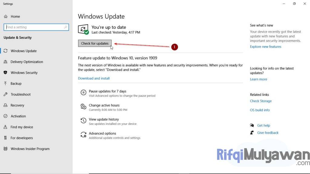 Gambar Screenshot Mengecek Microsoft Windows Update