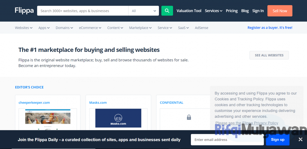 Gambar Screenshot Menjual Situs Website Di Flippa