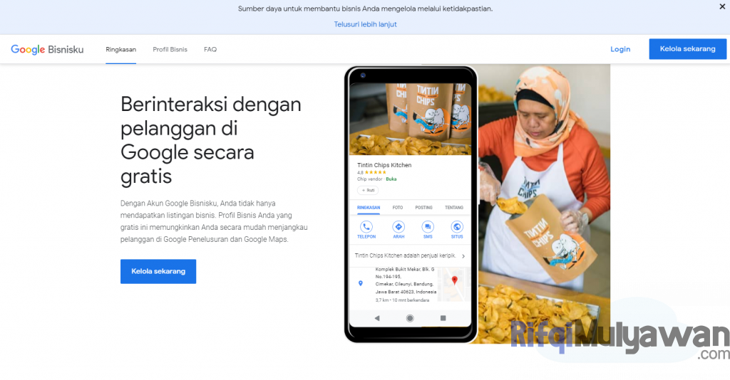 Gambar Tampilan Awal Dari Situs Web Google My Business Atau Bisnisku Dan Bagaimana Cara Membuatnya Untuk Mendapatkan Google Knowledge Panel Atau Graph