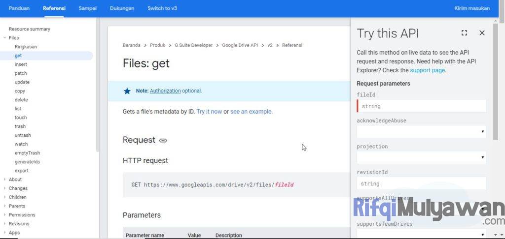 Gambar Tampilan Halaman Google Drive API V2