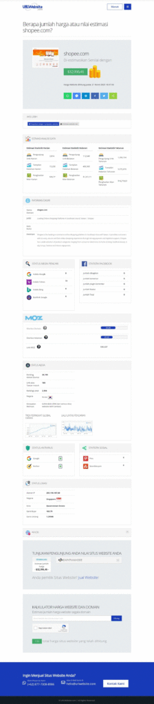 Hasil Cek Harga Website Dengan Kalkulator URL Dan Domain Situs Web