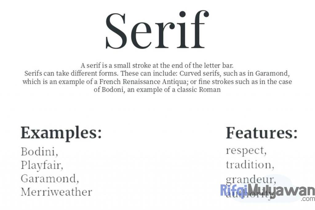Ilustrasi Gambar Pengertian Serif dalam Typograhpy