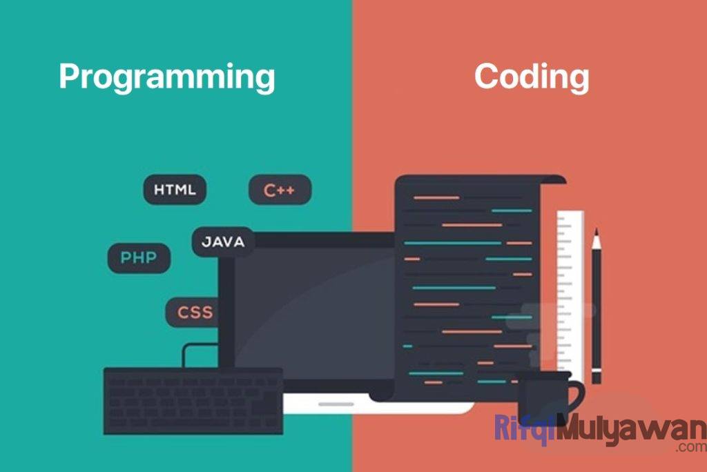 Ilustrasi Gambar Perbedaan Programming Dengan Coding Dalam Pembahasan Pengertiannya