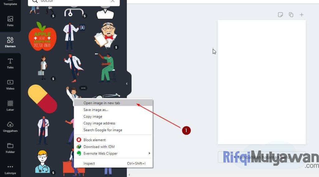 Klik Kanan Dan Buka Elemen Elemen Pro Dan Berbayar Tersebut Di Tab Baru Agar Dapat Digunakan Secara Gratis