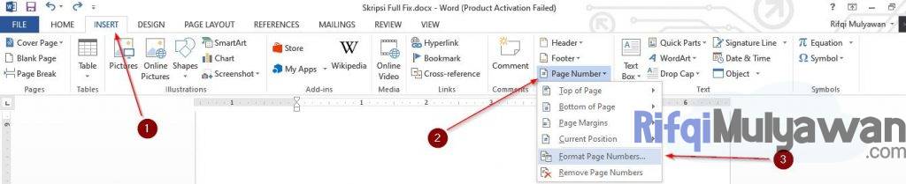 Lalu Pilih Insert Kemudian Page Number Lalu Pilih Format Page Number Untuk Mengatur Penomoran Sesuai Dengan Halaman