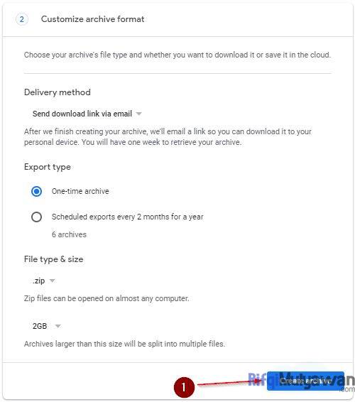 Lanjutkan Dan Kemudian Pilih Create Archive