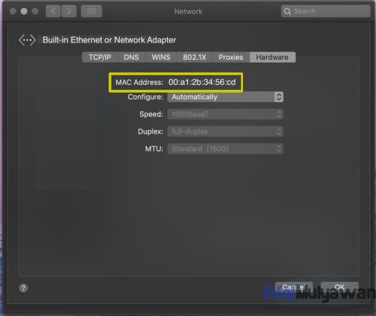 Maka MAC Address Network MacOS Atau Macbook Akan Muncul Dan Terlihat