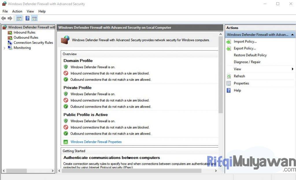 Pada Windows Firewall With Advanced Security Pilih Inbound Rules