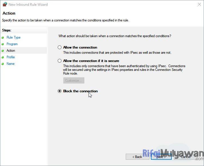 Pilih Block The Connection Lalu Next Untuk Cara Mengatasi Corel Draw Viewer Mode Selamanya