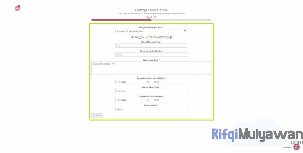Pilih Jenis Tipe Dan Macam Undangan Dan Lengkapi Form Untuk Datanya