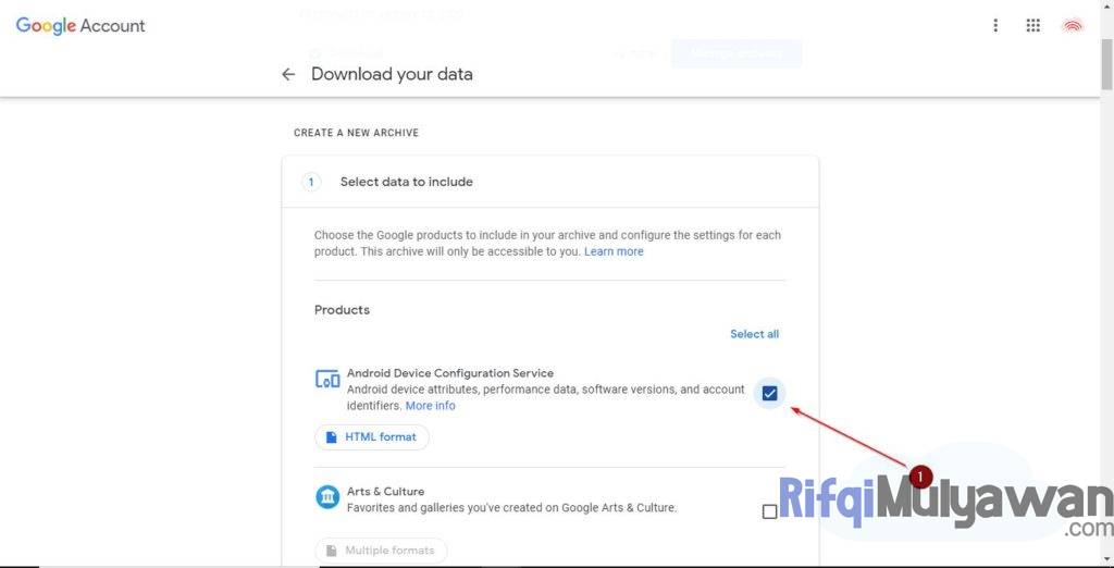 Tampilan Awal Pertama Google Takeout