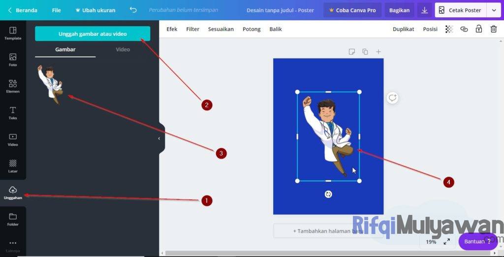 Upload Gambar Yang Sudah Anda Download Sebelumnya Untuk Digunakan Dalam Cara Grati Menggunakan Canva Pro